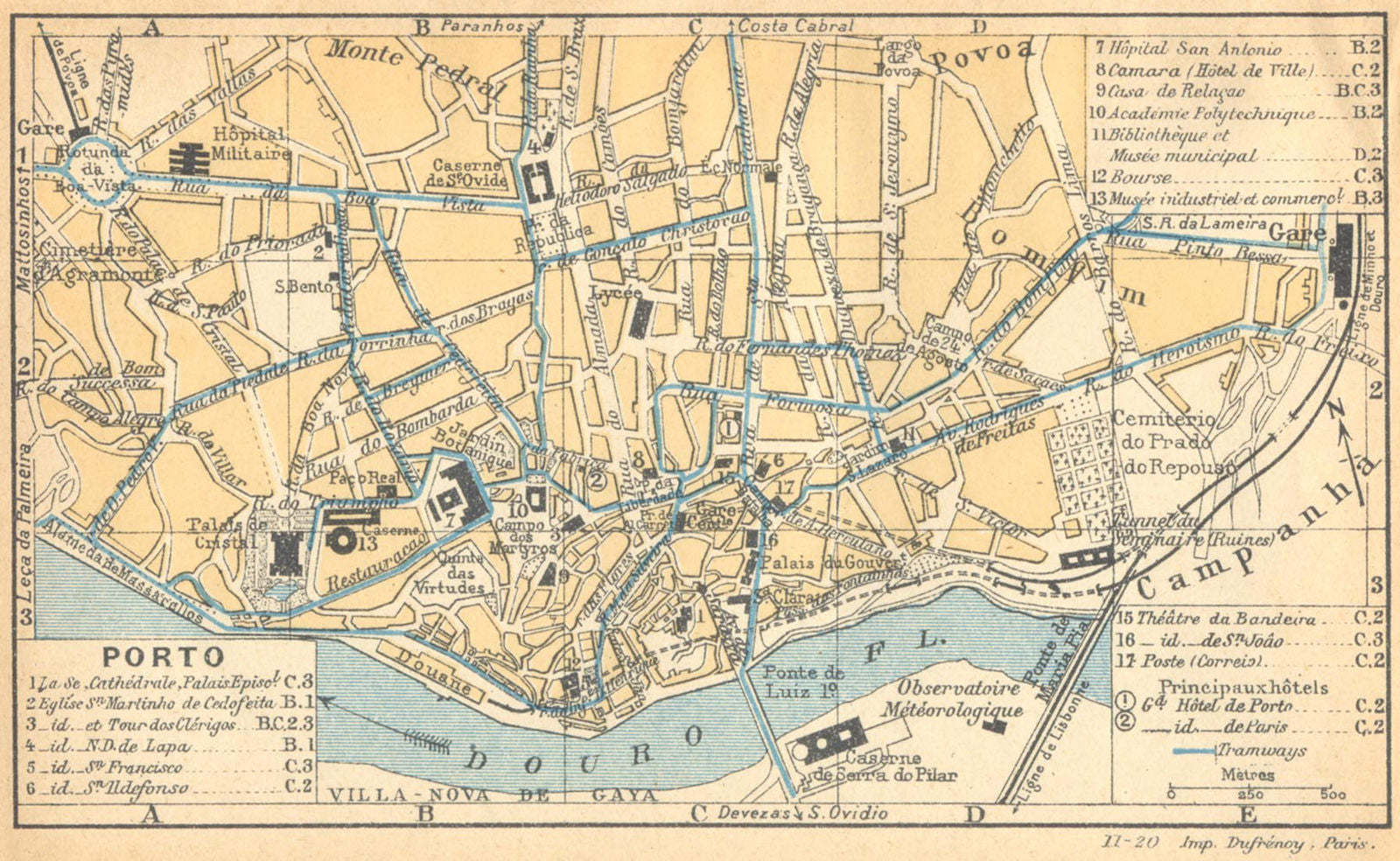 PORTUGAL. Porto 1921 old antique vintage map plan chart